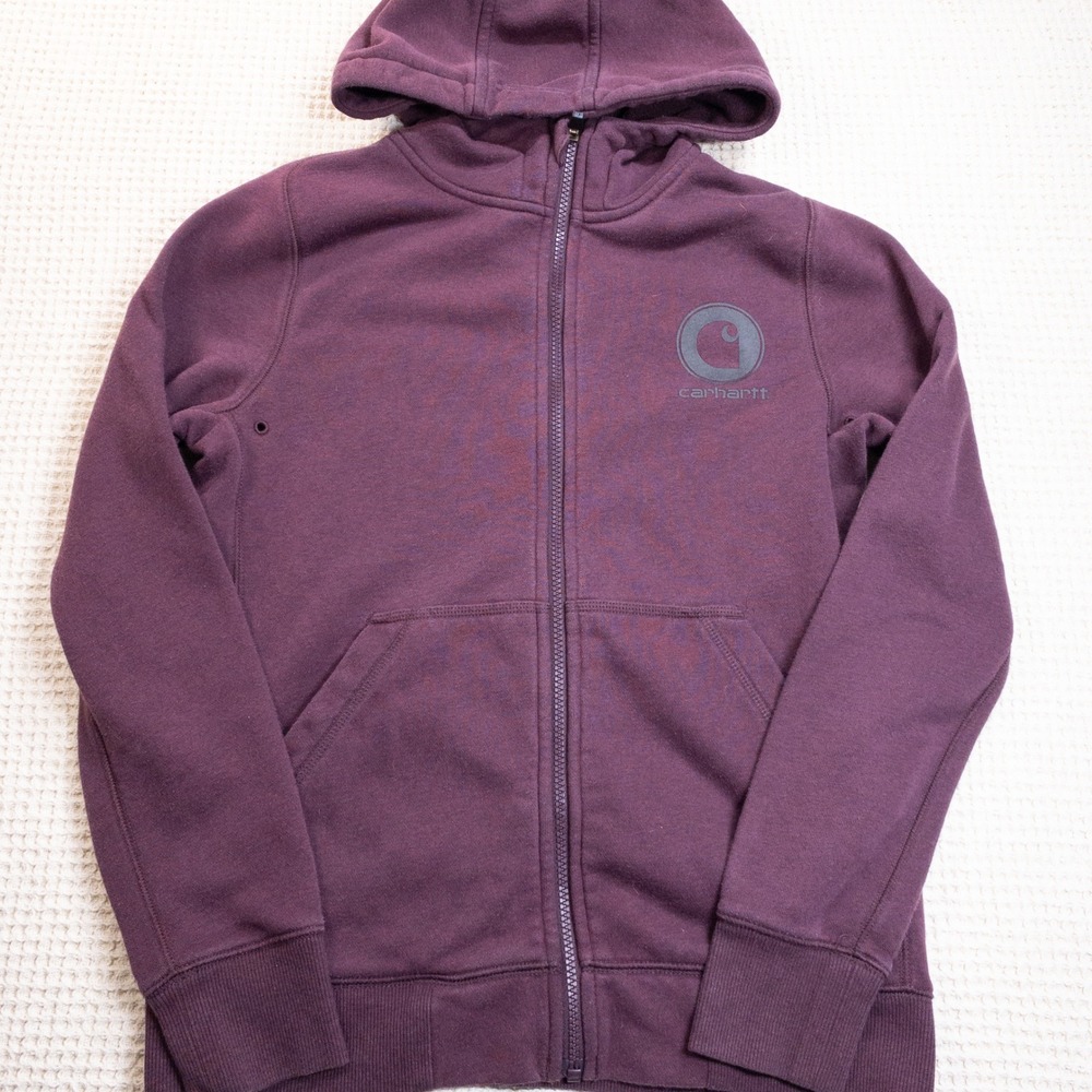 Carhartt‎ Force Womens Small Full Zip Hoodie Plum Purple Fitted Sweatshirt